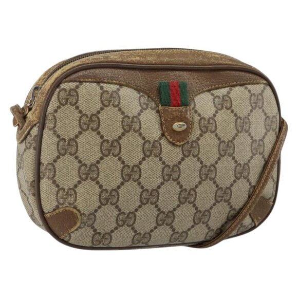 GUCCI GG Supreme Web Sherry Line Shoulder Bag PVC Beige 89 02 066 Auth 143576 - Picture 1 of 16